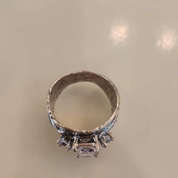 Unique Sterling Silver Ring with Clear Stones..Silver Prices Are Skyrocketing! - Picture 5 of 8